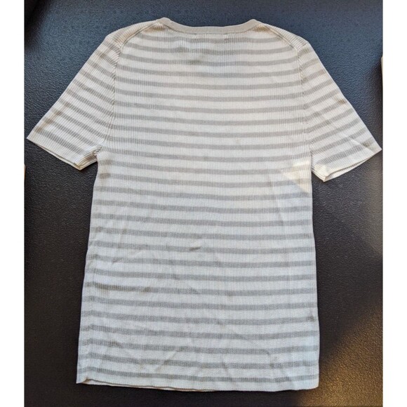 Madewell Sweater T-shirt Striped Short Sleeve Micro Ribbed Size XS - Picture 4 of 9